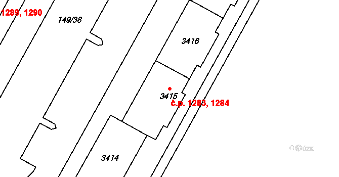 Bolevec 1283,1284, Plzeň na parcele st. 3415 v KÚ Bolevec, Katastrální mapa