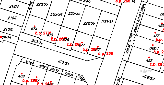 Domamyslice 267, Prostějov na parcele st. 477 v KÚ Domamyslice, Katastrální mapa