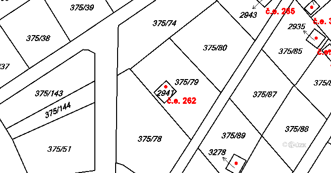 Úšovice 262, Mariánské Lázně na parcele st. 2941 v KÚ Úšovice, Katastrální mapa
