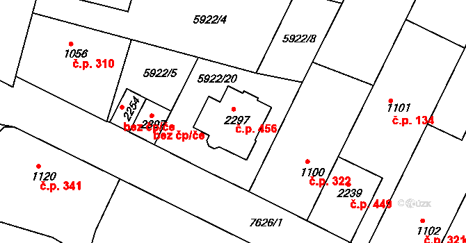 Telč-Štěpnice 456, Telč na parcele st. 2297 v KÚ Telč, Katastrální mapa