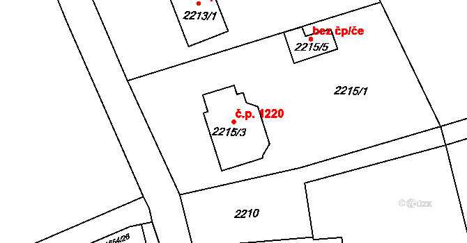 Šumbark 1220, Havířov na parcele st. 2215/3 v KÚ Šumbark, Katastrální mapa