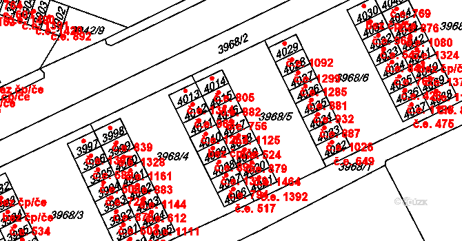 Chomutov 1125 na parcele st. 4017 v KÚ Chomutov I, Katastrální mapa