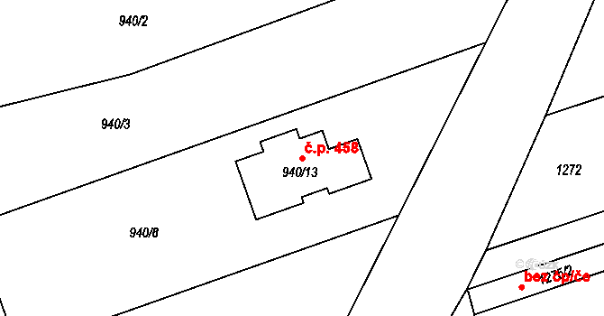 Záblatí 458, Bohumín na parcele st. 940/13 v KÚ Záblatí u Bohumína, Katastrální mapa