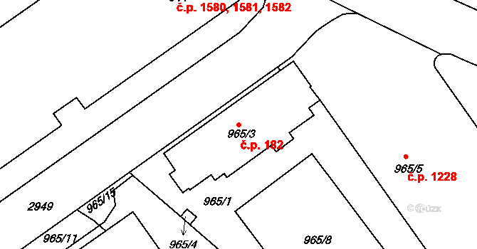 Rychnov nad Kněžnou 182 na parcele st. 965/3 v KÚ Rychnov nad Kněžnou, Katastrální mapa