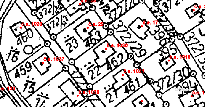 Kácov 1030 na parcele st. 462 v KÚ Kácov, Katastrální mapa