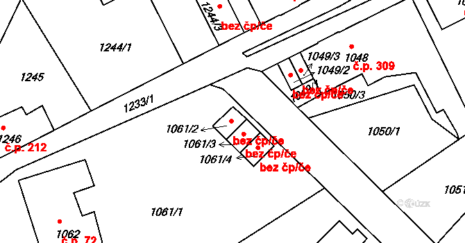 Mšeno nad Nisou 3002, Jablonec nad Nisou na parcele st. 1061/2 v KÚ Mšeno nad Nisou, Katastrální mapa