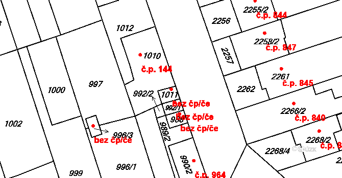 Lužice 38919494 na parcele st. 1011 v KÚ Lužice u Hodonína, Katastrální mapa