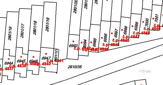 Zlín 4843 na parcele st. 6994 v KÚ Zlín, Katastrální mapa