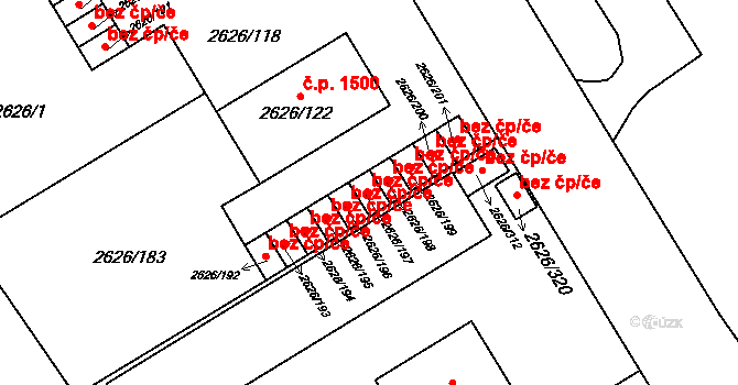 Opava 43819494 na parcele st. 2626/197 v KÚ Opava-Předměstí, Katastrální mapa