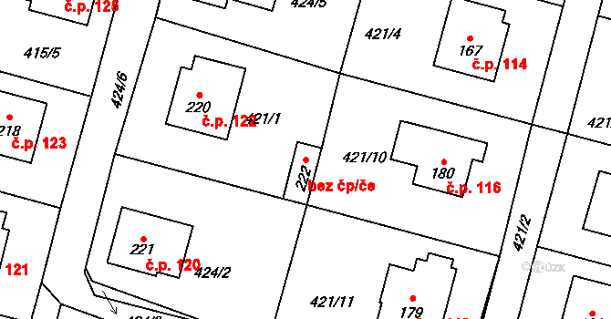 Lično 44247494 na parcele st. 222 v KÚ Lično, Katastrální mapa
