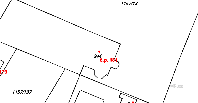 Hrabyně 181 na parcele st. 244 v KÚ Hrabyně, Katastrální mapa