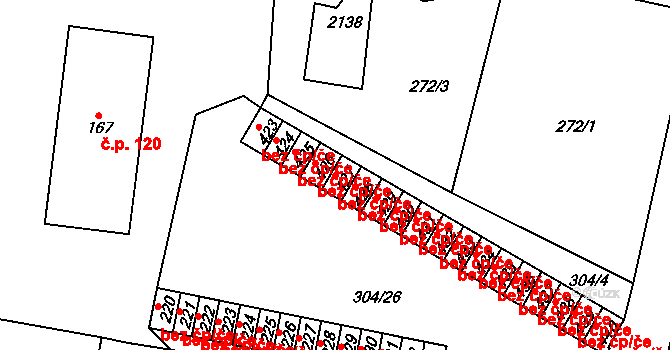 Hrádek 46643494 na parcele st. 427 v KÚ Nová Huť, Katastrální mapa