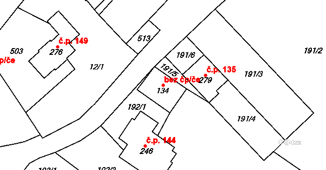 Znojmo 47482494 na parcele st. 134 v KÚ Mramotice, Katastrální mapa