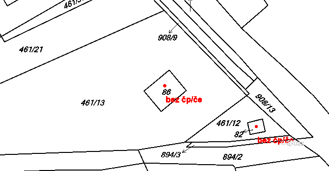 Mokrouše 47667494 na parcele st. 86 v KÚ Mokrouše, Katastrální mapa