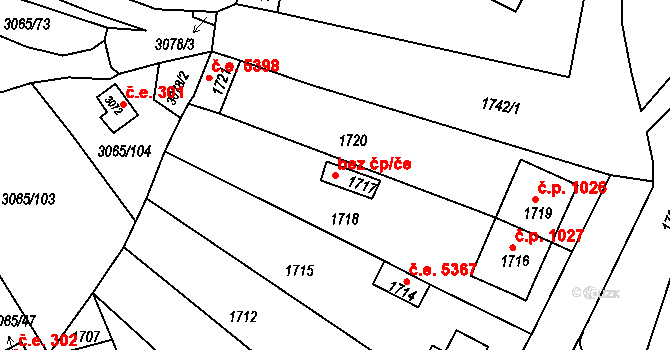 Kadaň 48616494 na parcele st. 1717 v KÚ Kadaň, Katastrální mapa