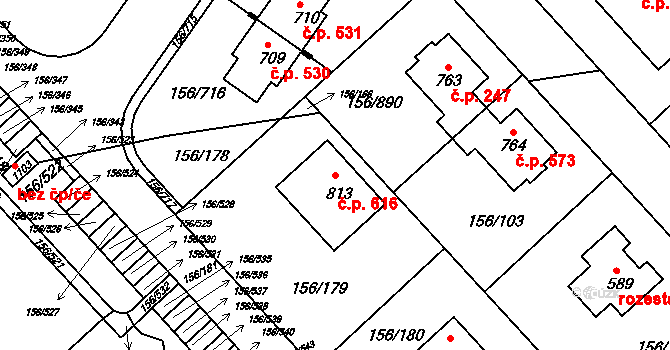 Chýně 616 na parcele st. 813 v KÚ Chýně, Katastrální mapa