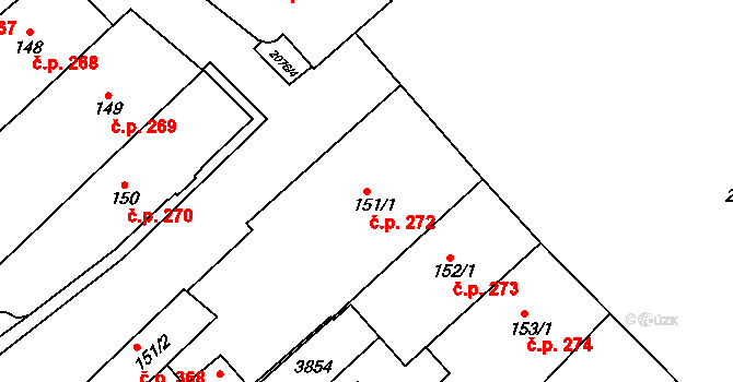 Králíky 272 na parcele st. 151/1 v KÚ Králíky, Katastrální mapa