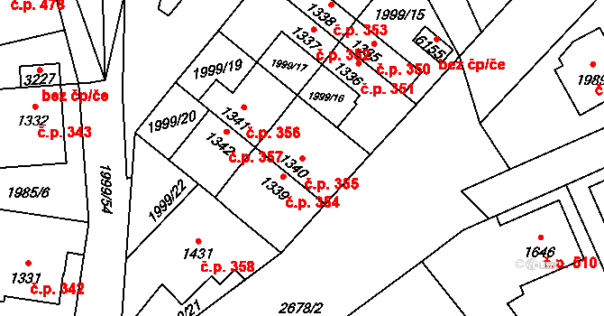 Beroun-Závodí 355, Beroun na parcele st. 1340 v KÚ Beroun, Katastrální mapa