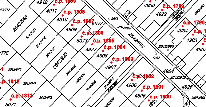Kuřim 1804 na parcele st. 4908 v KÚ Kuřim, Katastrální mapa