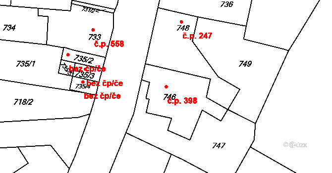 Česká Skalice 398 na parcele st. 746 v KÚ Česká Skalice, Katastrální mapa