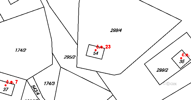 Vítkovice 23, Lubenec na parcele st. 54 v KÚ Vítkovice u Lubence, Katastrální mapa