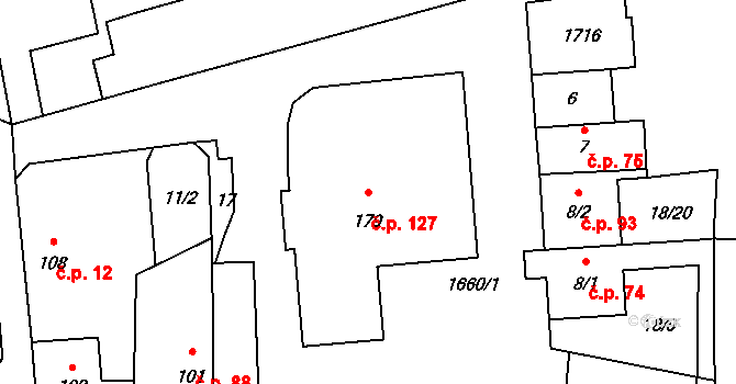 Želeč 127, Měcholupy na parcele st. 179 v KÚ Želeč u Žatce, Katastrální mapa