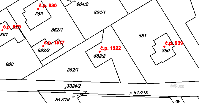 Rychnov nad Kněžnou 1222 na parcele st. 882/2 v KÚ Rychnov nad Kněžnou, Katastrální mapa