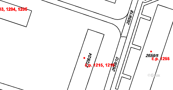 Holešov 1215,1216 na parcele st. 2728/24 v KÚ Holešov, Katastrální mapa