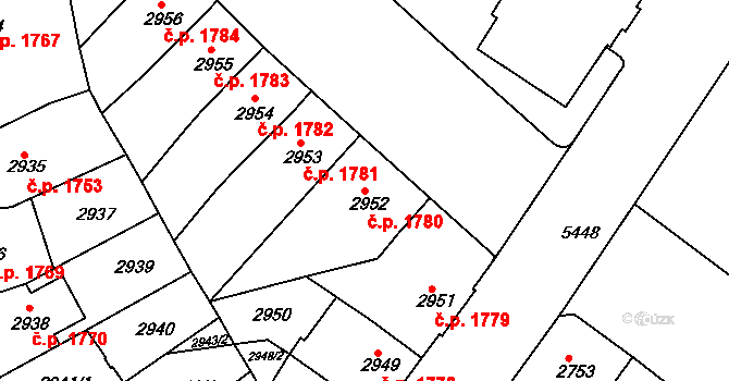 Znojmo 1780 na parcele st. 2952 v KÚ Znojmo-město, Katastrální mapa