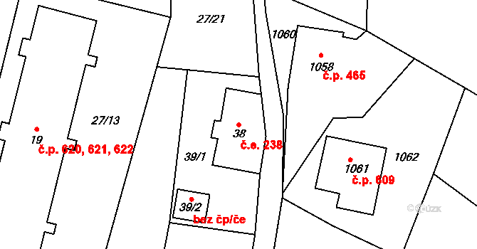 Desná II 238, Desná na parcele st. 38 v KÚ Desná II, Katastrální mapa