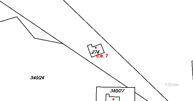Tyra 7, Třinec na parcele st. 274 v KÚ Tyra, Katastrální mapa