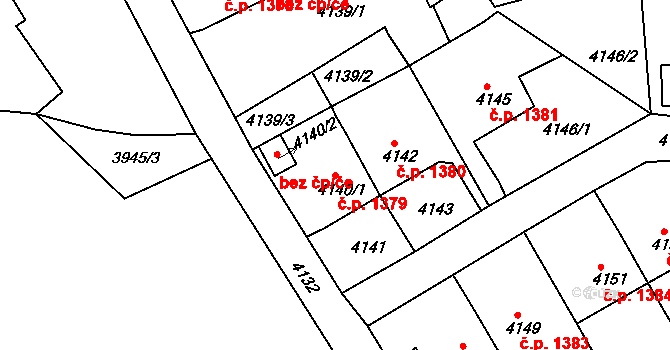 Pod Bezručovým vrchem 1379, Krnov na parcele st. 4140/1 v KÚ Krnov-Horní Předměstí, Katastrální mapa