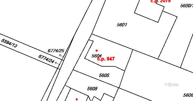 Rychvald 947 na parcele st. 5604 v KÚ Rychvald, Katastrální mapa