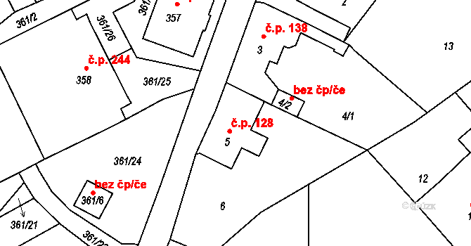 Loučná 128, Hrádek nad Nisou na parcele st. 5 v KÚ Loučná, Katastrální mapa