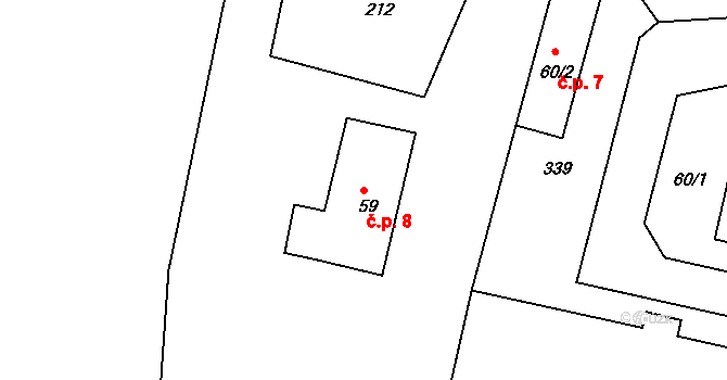 Hněvousice 8, Mnichovo Hradiště na parcele st. 59 v KÚ Sychrov nad Jizerou, Katastrální mapa