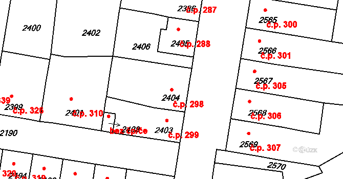 Mimoň I 298, Mimoň na parcele st. 2404 v KÚ Mimoň, Katastrální mapa
