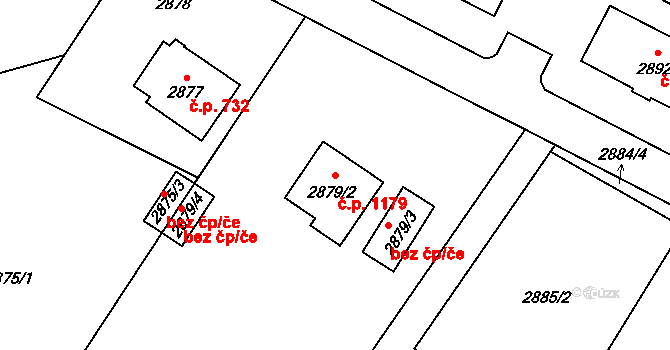 Poruba 1179, Orlová na parcele st. 2879/2 v KÚ Poruba u Orlové, Katastrální mapa