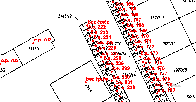Bechyně 226 na parcele st. 2148/66 v KÚ Bechyně, Katastrální mapa
