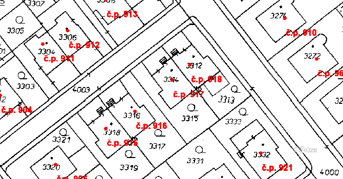 Poděbrady III 917, Poděbrady na parcele st. 3314 v KÚ Poděbrady, Katastrální mapa