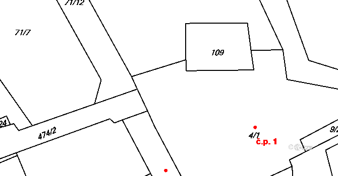 Sebranice 1 na parcele st. 4/1 v KÚ Sebranice u Litomyšle, Katastrální mapa