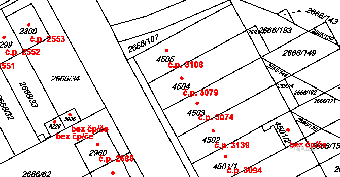 Břeclav 3079 na parcele st. 4504 v KÚ Břeclav, Katastrální mapa