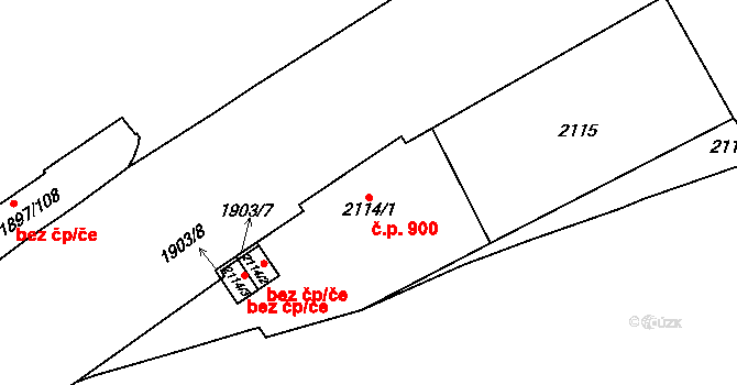 Maloměřice 900, Brno na parcele st. 2114/1 v KÚ Maloměřice, Katastrální mapa