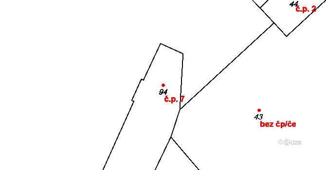 Křemešník 7, Nový Rychnov na parcele st. 94 v KÚ Sázava pod Křemešníkem, Katastrální mapa