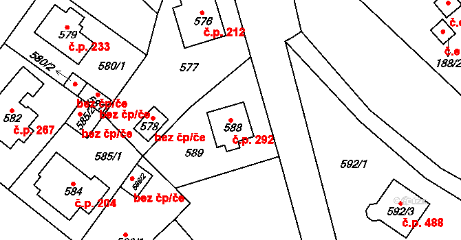 Sobědruhy 292, Teplice na parcele st. 588 v KÚ Sobědruhy, Katastrální mapa