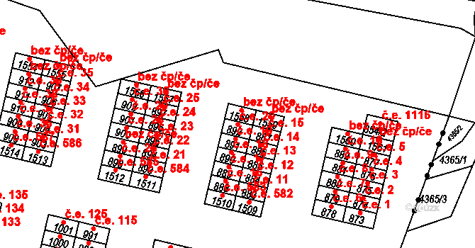 Řetenice 20, Teplice na parcele st. 892 v KÚ Teplice-Řetenice, Katastrální mapa