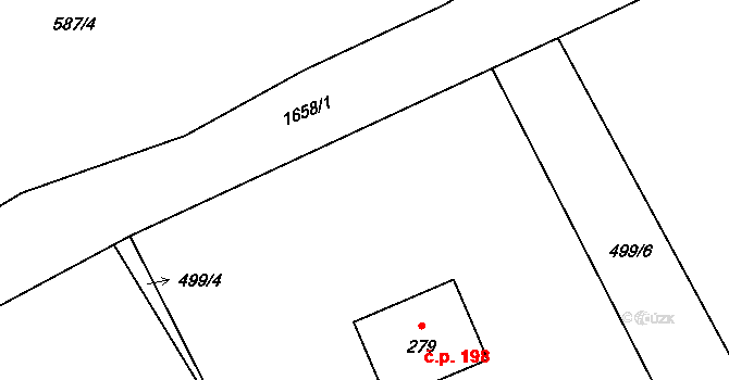 Milíře 198 na parcele st. 279 v KÚ Milíře u Tachova, Katastrální mapa