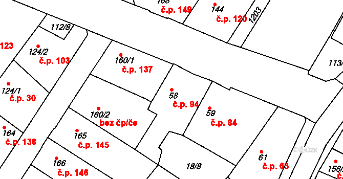 Staňkov II 94, Staňkov na parcele st. 58 v KÚ Staňkov-ves, Katastrální mapa