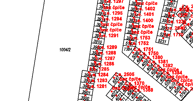 Cheb 1289 na parcele st. 3908 v KÚ Cheb, Katastrální mapa