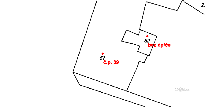 Lipnice 39, Český Rudolec na parcele st. 51 v KÚ Lipnice u Markvarce, Katastrální mapa
