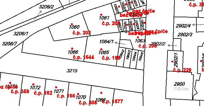Michle 196, Praha na parcele st. 1065 v KÚ Michle, Katastrální mapa